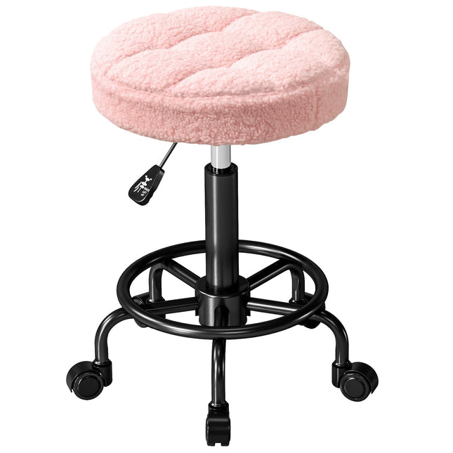 Verstelbare rolkruk, roze, 360° draaibaar, hoogte 50-66 cm