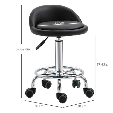 Adjustable Rolling Stool Set of 2 With Backrest, 57-72 cm
