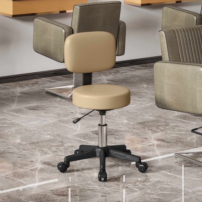Verstelbare rolstoel met rugleuning, 360° draaibaar, beige