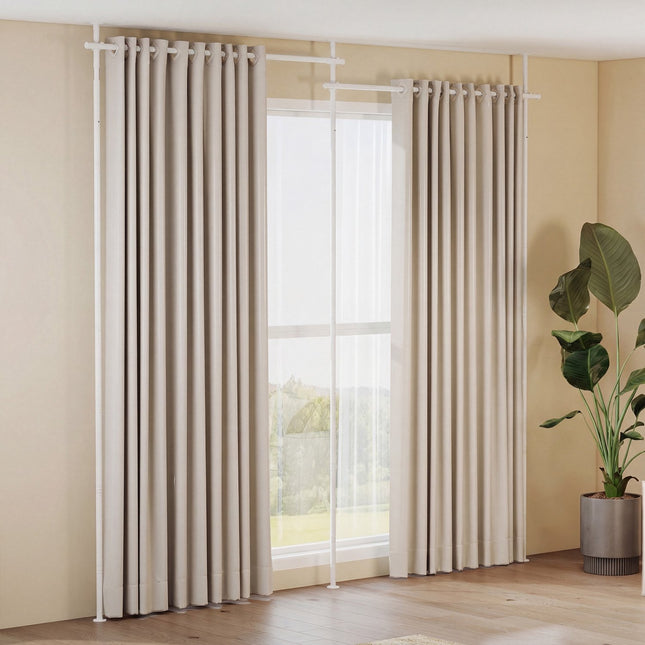 Adjustable Room Divider Curtain Rod, White, 4-10 ft