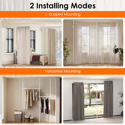Adjustable Room Divider Curtain Rod, White, 4-10 ft