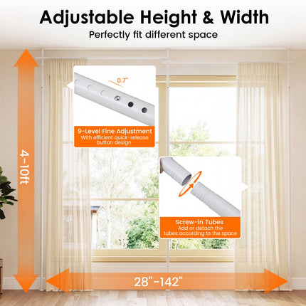 Adjustable Room Divider Curtain Rod, White, 4-10 ft