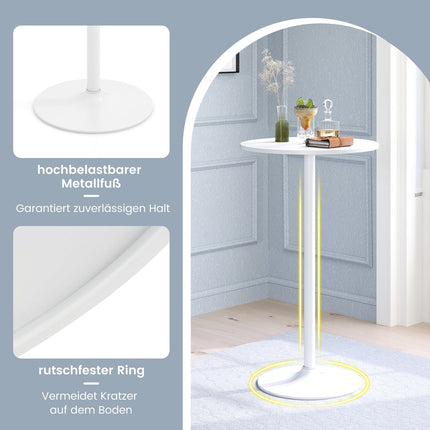 Adjustable Round Bistro Table – 2 Heights, 60 cm White
