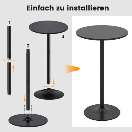 Adjustable Round Bistro Table – 60 cm, Black, 2 Heights