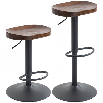 Adjustable Saddle Bar Stools, Elm Wood, Set of 2
