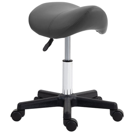 Adjustable Saddle Stool, Black Faux Leather, 120kg Capacity