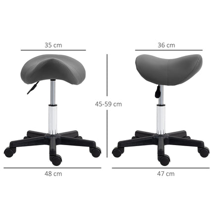 Adjustable Saddle Stool, Black Faux Leather, 120kg Capacity