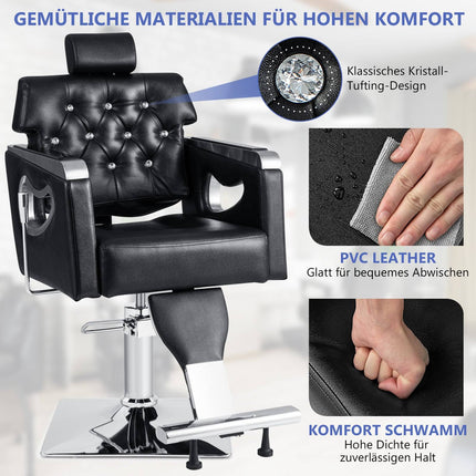 Adjustable Salon Chair with Reclining Back & Headrest