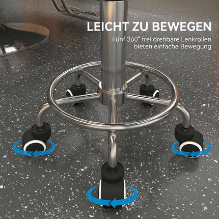 Adjustable Salon Stool, White Faux Leather, 110 kg Capacity
