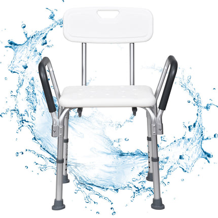 Adjustable Shower Chair With Back, 330 lb Non-Slip