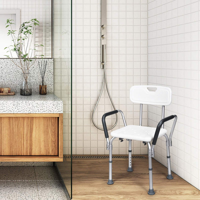 Adjustable Shower Chair With Back, 330 lb Non-Slip
