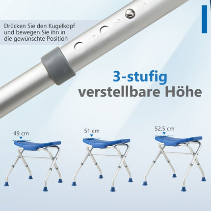 Adjustable Shower Stool, Non-Slip Rubber Feet, 150kg Capacity