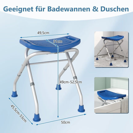 Adjustable Shower Stool, Non-Slip Rubber Feet, 150kg Capacity