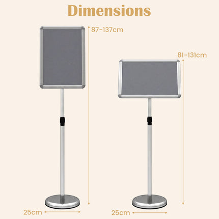 Adjustable Sign Holder Stand, 11x17 Inch, Silver/Black