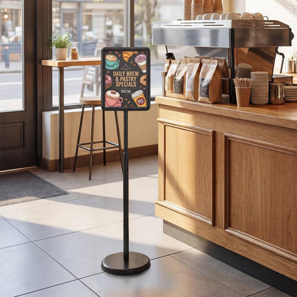 Adjustable Sign Holder Stand, 8.5x11 Inch, Black/Silver