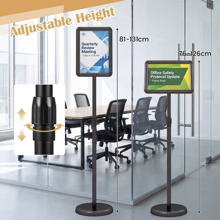 Adjustable Sign Holder Stand, 8.5x11 Inch, Black/Silver