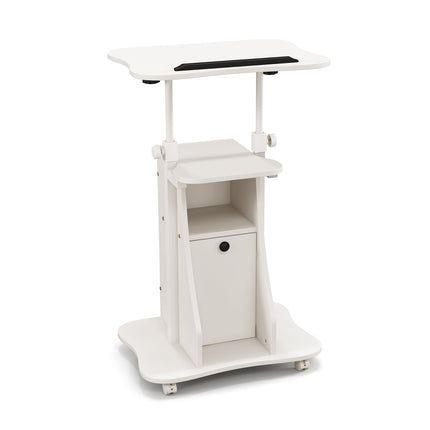 Adjustable Sit-Stand Desk with Tilt Top & Storage, White