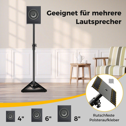 Adjustable Speaker Stands, 97-157cm, 50kg Capacity, Black