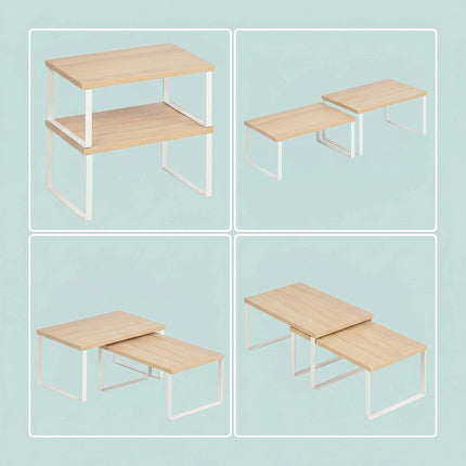 Adjustable Spice Rack Set, MDF & Iron, 2 Sizes