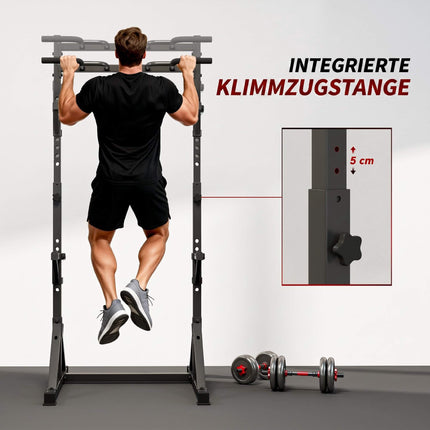 Adjustable Squat Rack With Pull-Up Bar, 200 kg, Black