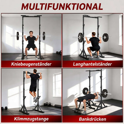 Adjustable Squat Rack With Pull-Up Bar, 200 kg, Black