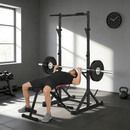 Adjustable Squat Rack With Pull-Up Bar, 200 kg, Black