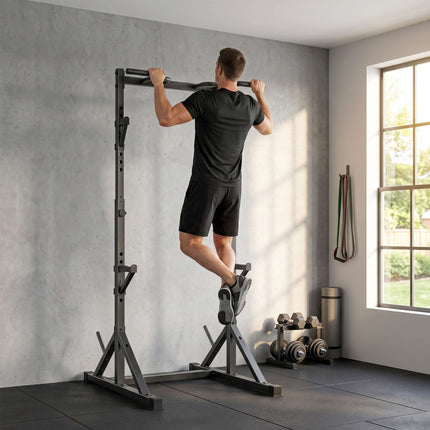 Adjustable Squat Rack With Pull-Up Bar, 200 kg, Black