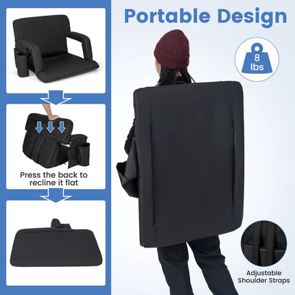 Adjustable Stadium Seat with Back Support, Black