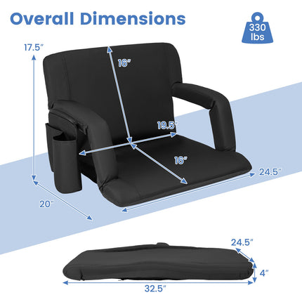 Adjustable Stadium Seat with Back Support, Black