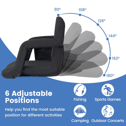Adjustable Stadium Seat with Back Support, Black