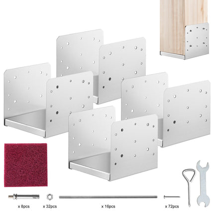 Adjustable Stainless Steel 8x8 Post Base, 4-Pack