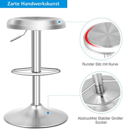 Adjustable Stainless Steel Bar Stool with Footrest