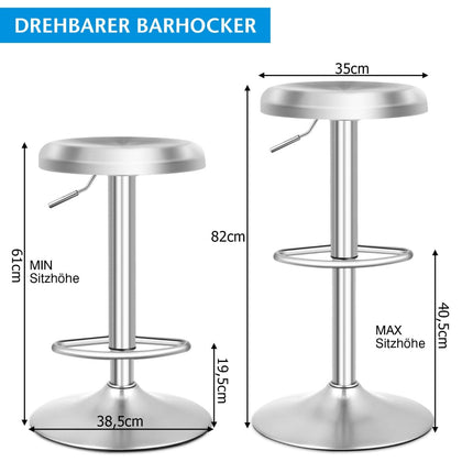 Adjustable Stainless Steel Bar Stool with Footrest