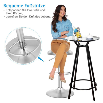 Adjustable Stainless Steel Bar Stool with Footrest