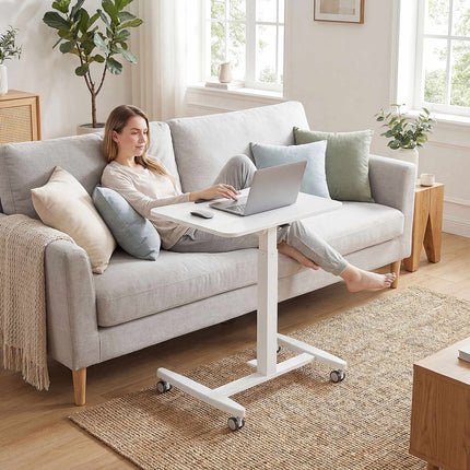 Adjustable Standing Desk – Tiltable Top, Mobile, White