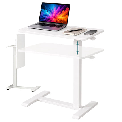 Adjustable Standing Desk with Castors – White, 60×40 cm