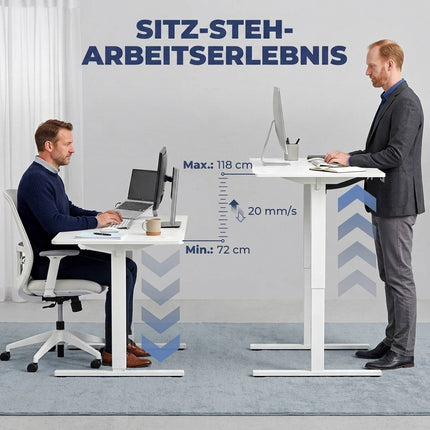 Adjustable Standing Desk with Memory, LED Display, White