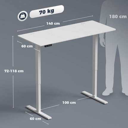 Adjustable Standing Desk with Memory, LED Display, White