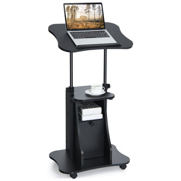 Adjustable Standing Desk with Tilt Top & Storage Cabinet