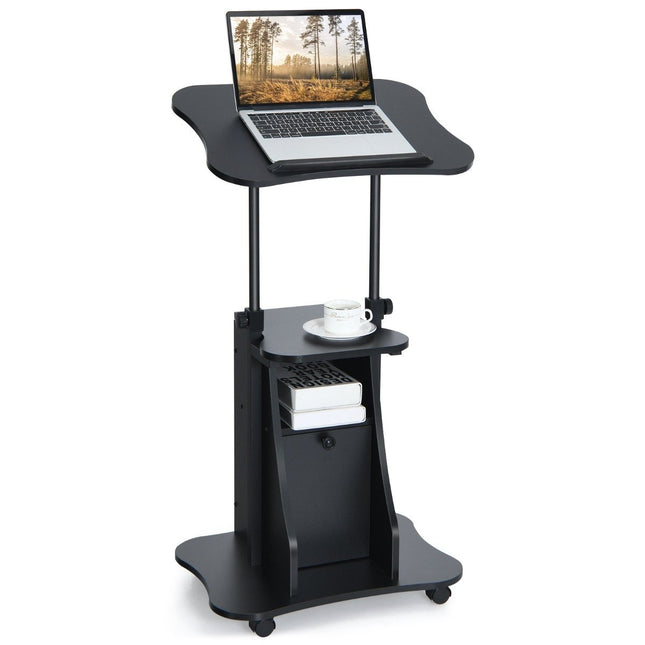 Adjustable Standing Desk with Tilt Top & Storage Cabinet