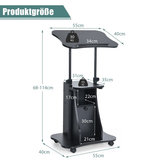 Adjustable Standing Desk with Tilt Top & Storage Cabinet