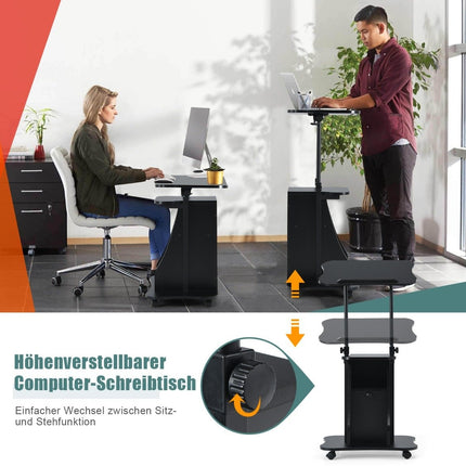 Adjustable Standing Desk with Tilt Top & Storage Cabinet