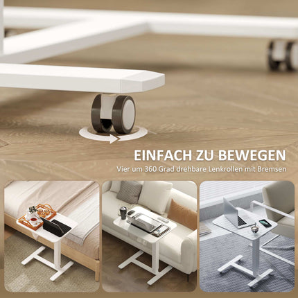 Adjustable Standing Desk with Wheels, 65x48 cm, White