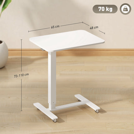 Adjustable Standing Desk with Wheels, 65x48 cm, White