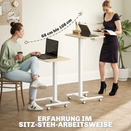 Adjustable Standing Desk with Wheels, 65x48x68-108 cm, Yellow