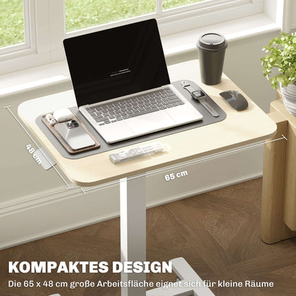Adjustable Standing Desk with Wheels, 65x48x68-108 cm, Yellow