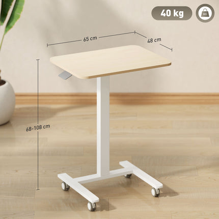 Adjustable Standing Desk with Wheels, 65x48x68-108 cm, Yellow