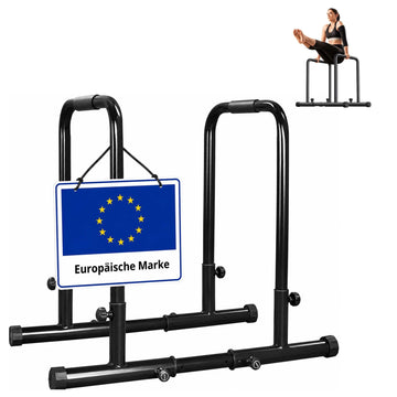 Adjustable Steel Dip Bars with Non-Slip Grips, Black