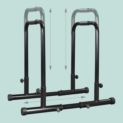 Adjustable Steel Dip Bars with Non-Slip Grips, Black