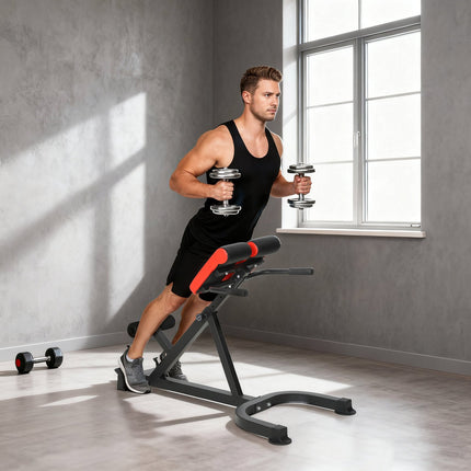 Adjustable Steel Fitness Bench – Red/Black, Home Gym